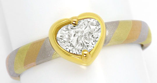 Foto 2 - Designer-Gold-Ring 0,80ct Tropfen Diamant in Herz Zarge, R5484