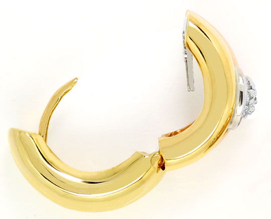 Foto 3 - Dreifarbige Gold Creolen Ohrringe mit 0.25ct Brillanten, S4865