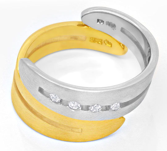 Foto 3 - Platin Gelbgold-Ring mit 4 gespannten Brillanten, S6681