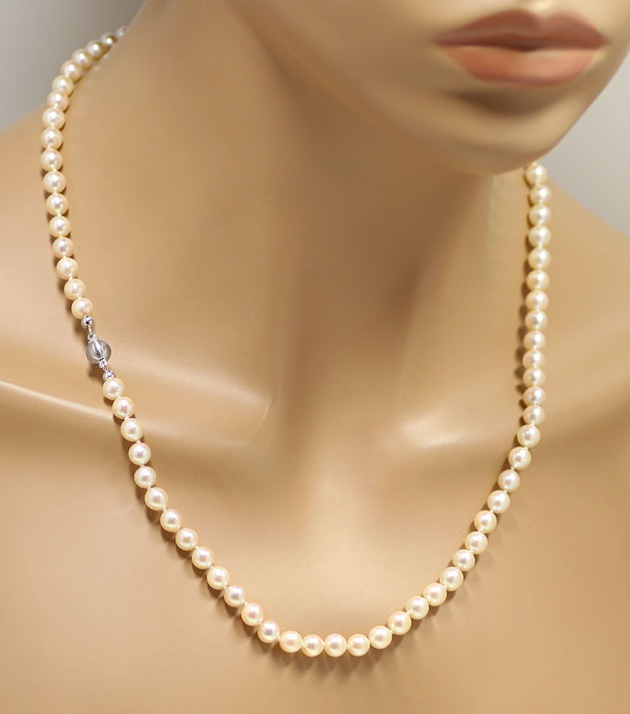 Foto 4 - Akoya Perlenkette 57cm Länge mit Weißgold Kugelschloss, S9547