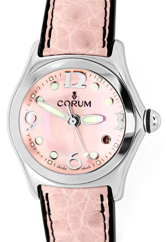 Foto 2 - Corum Bubble Rosa Perlmutt Stahl Medium Uhr, Ungetragen, U1426