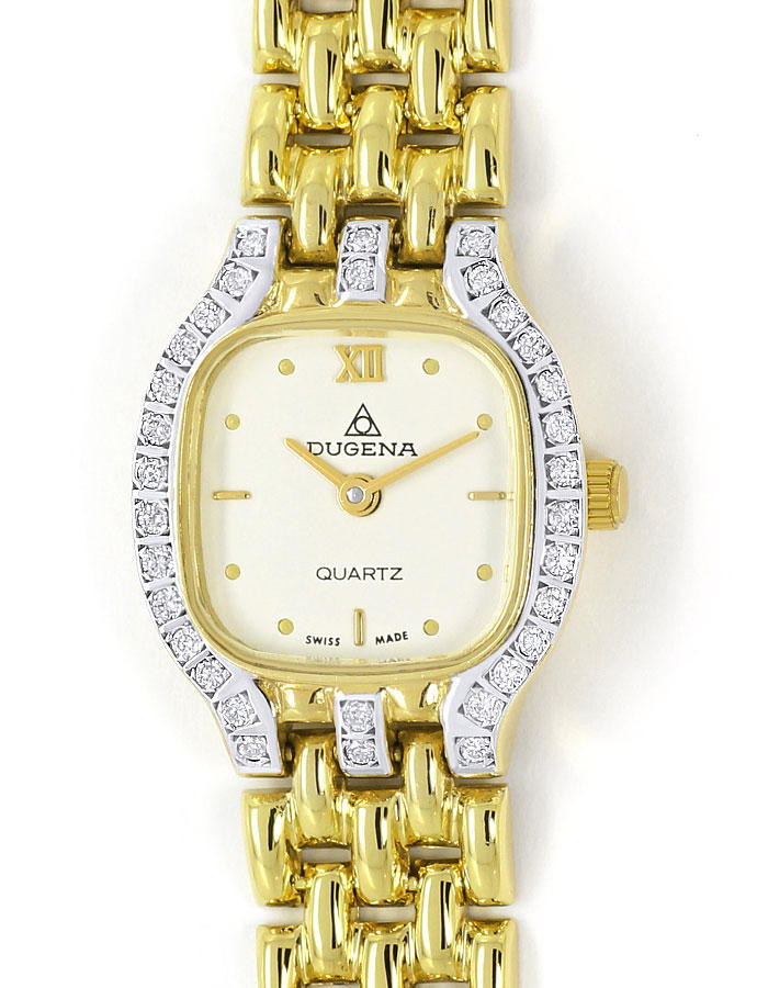 Foto 2 - Dugena Damen-Armbanduhr in Gelbgold mit Brillantbesatz, U2377