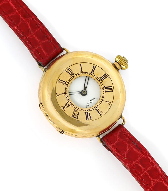 Foto 2 - Antike Rolex Dennison Watch Damenuhr Gold mit Lederband, U2573